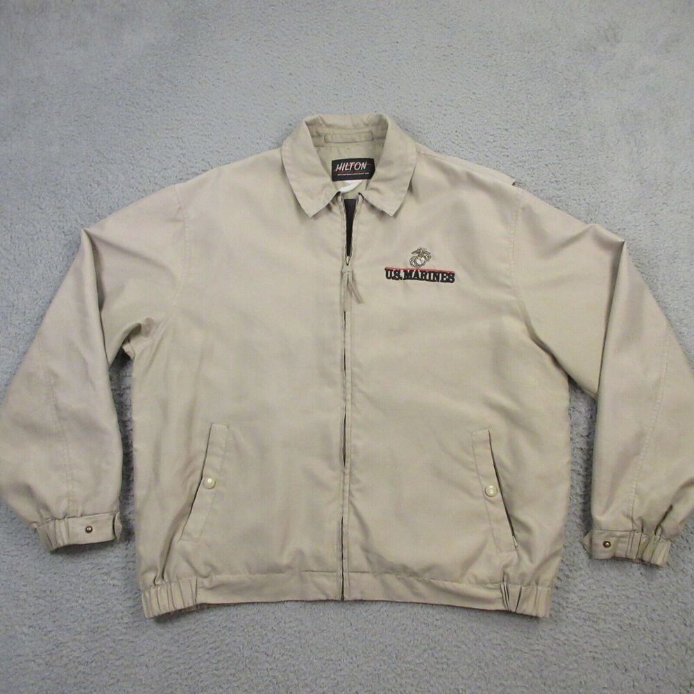 Vintage US Marines Bomber Jacket 50" inch Chest Hilton Windbreaker Navy Veteran